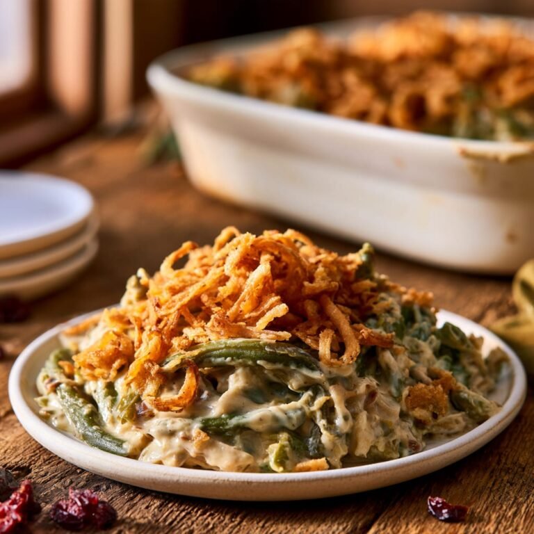 Green Bean Casserole with Crispy Fried Onions on Top