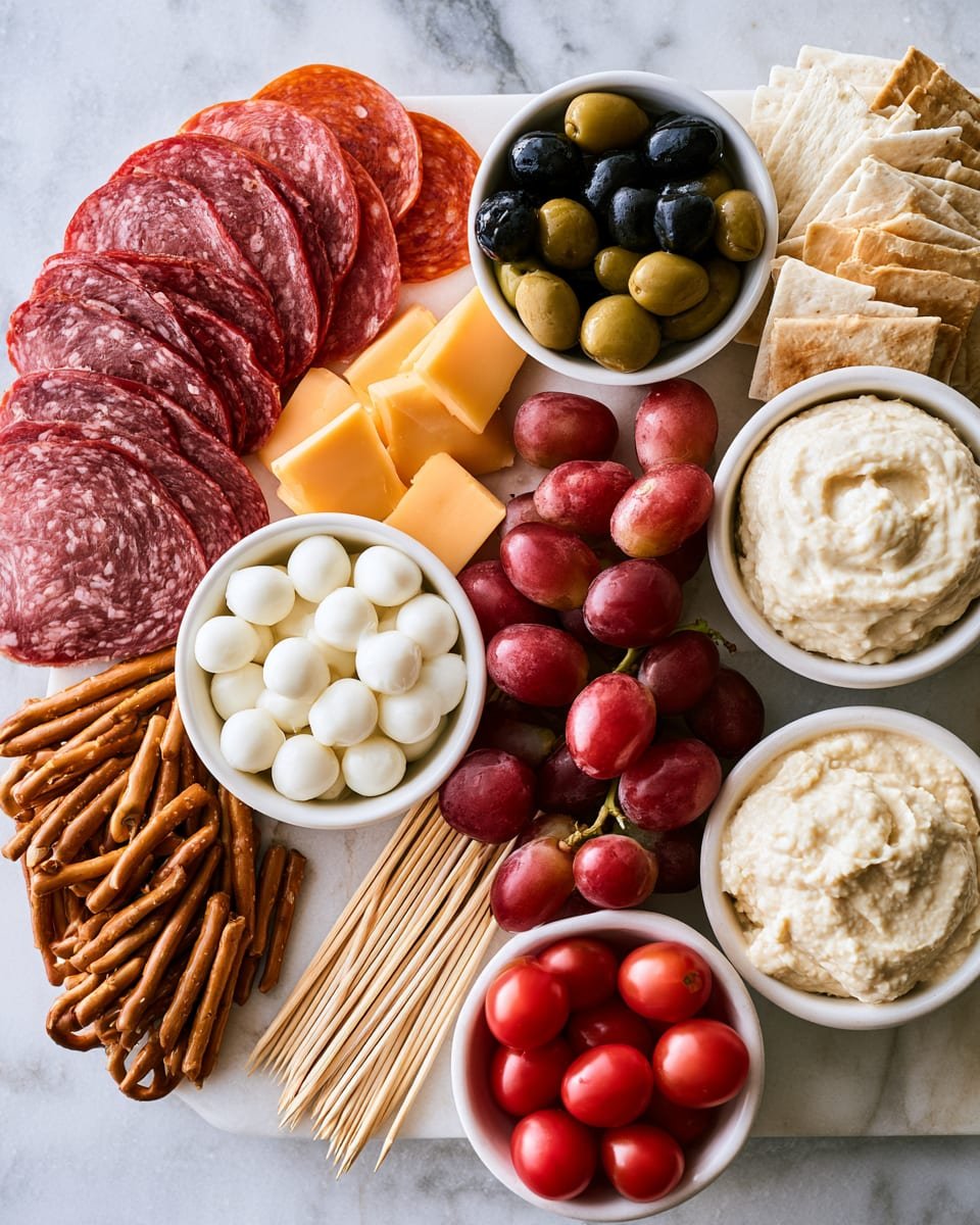 Ingredients for Halloween Appetizer Board with Spooky Meat and Cheese Skewers