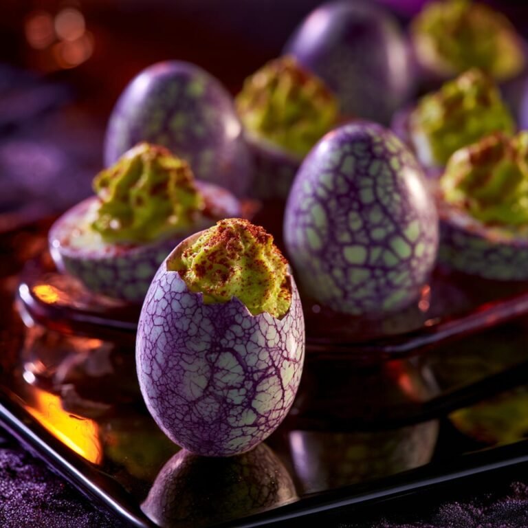 Halloween Appetizers: Spooky Spiderweb Deviled Eggs