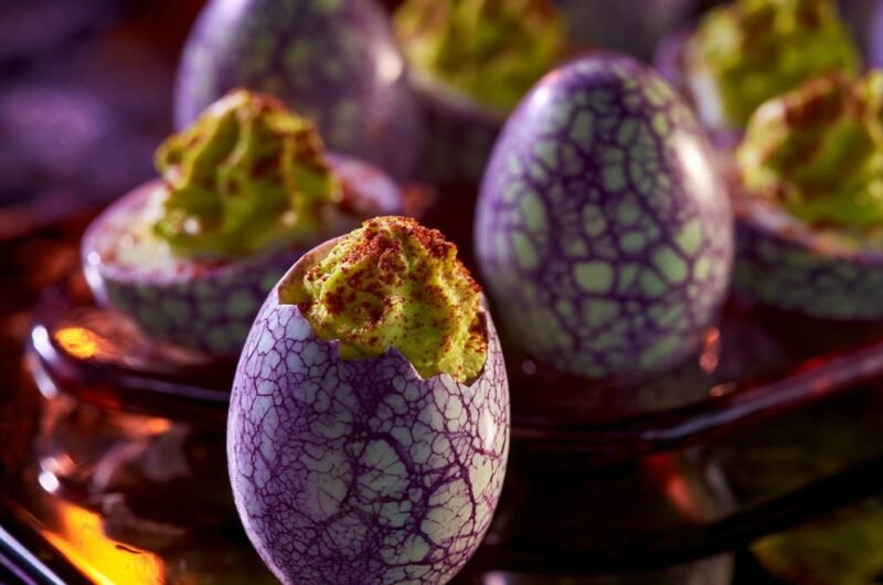 Halloween Appetizers: Spooky Spiderweb Deviled Eggs