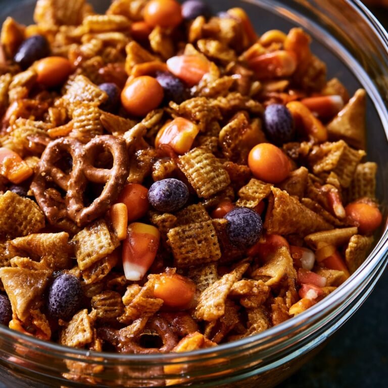 Halloween Chex Mix with Candy Corn and Pretzels