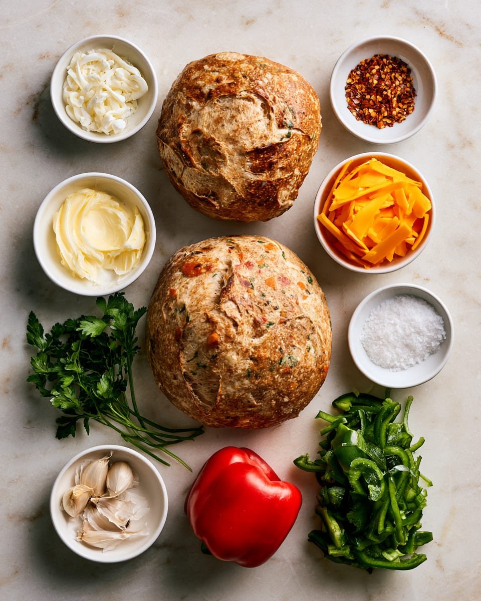 Ingredients for Holiday Appetizer: Cheesy Pull Apart Christmas Bread