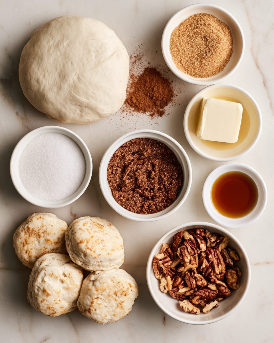 Ingredients for Homemade Monkey Bread with Gooey Cinnamon Sugar Pull-Apart Bites