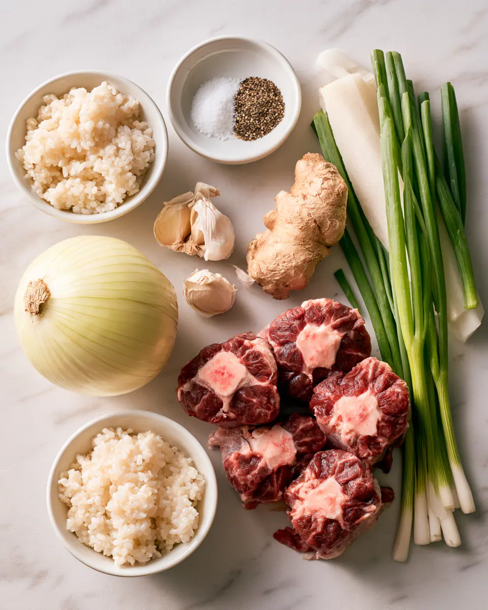 Ingredients for Korean Oxtail Bone Broth Soup | Cozy Cold Weather Dinner