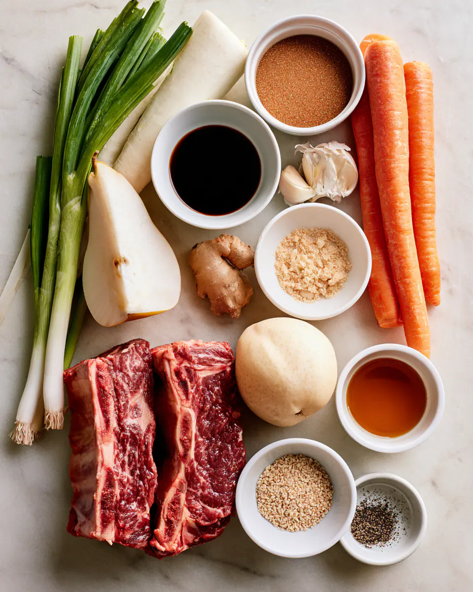 Ingredients for Korean Style Beef Ribs | Cozy Weeknight Dinner