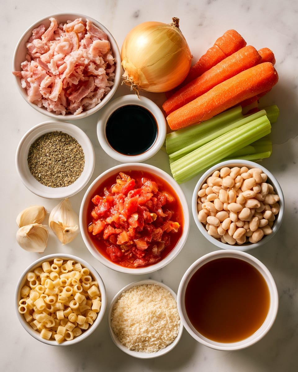 Ingredients for Pasta Fagioli Soup: Cozy One-Pot Italian Comfort