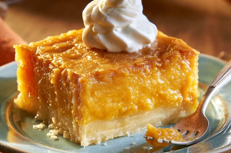 Pumpkin Gooey Butter Cake with a Rich Cream Cheese Layer