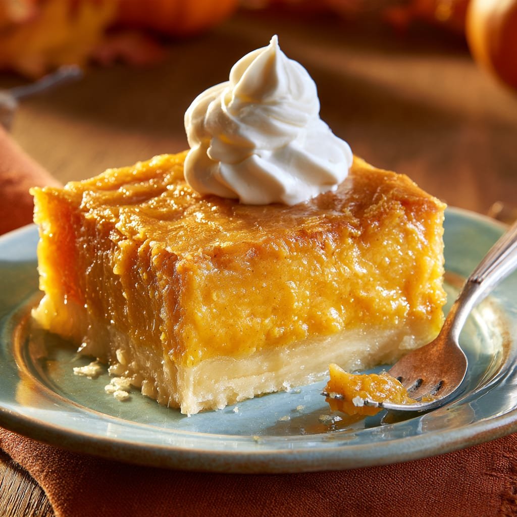 Pumpkin Gooey Butter Cake with a Rich Cream Cheese Layer