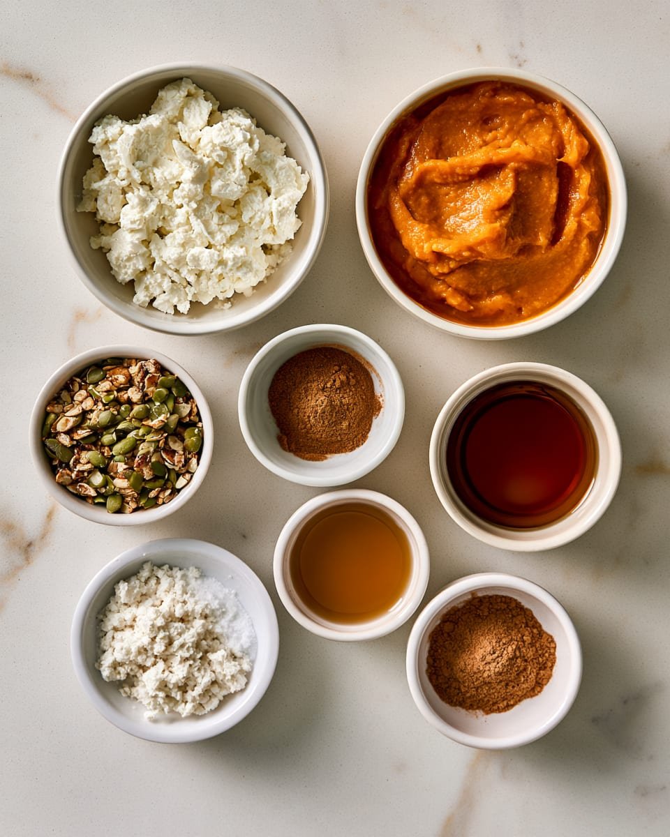 Ingredients for Pumpkin Whipped Cottage Cheese Breakfast Bowl