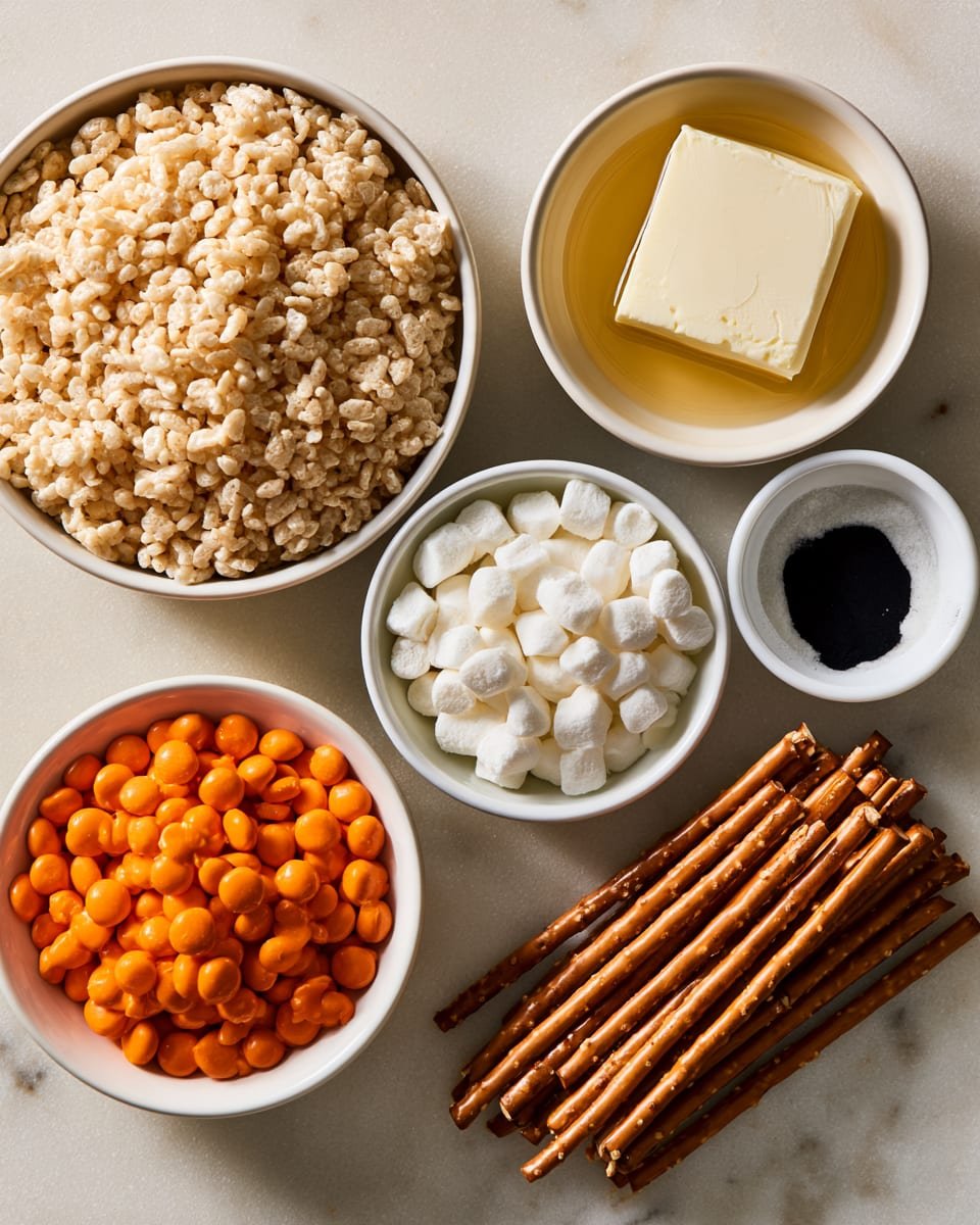 Ingredients for Rice Krispie Treat Pumpkins: Easy Halloween Snack for Kids