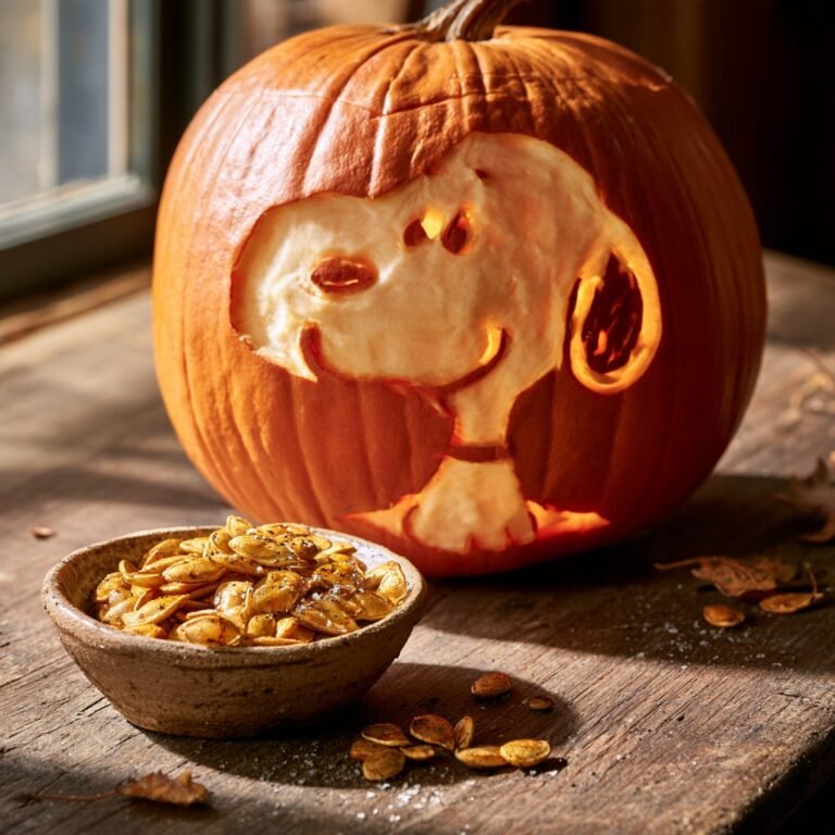 Snoopy Pumpkin Carving Pattern Plus Roasted Pumpkin Seeds Recipe
