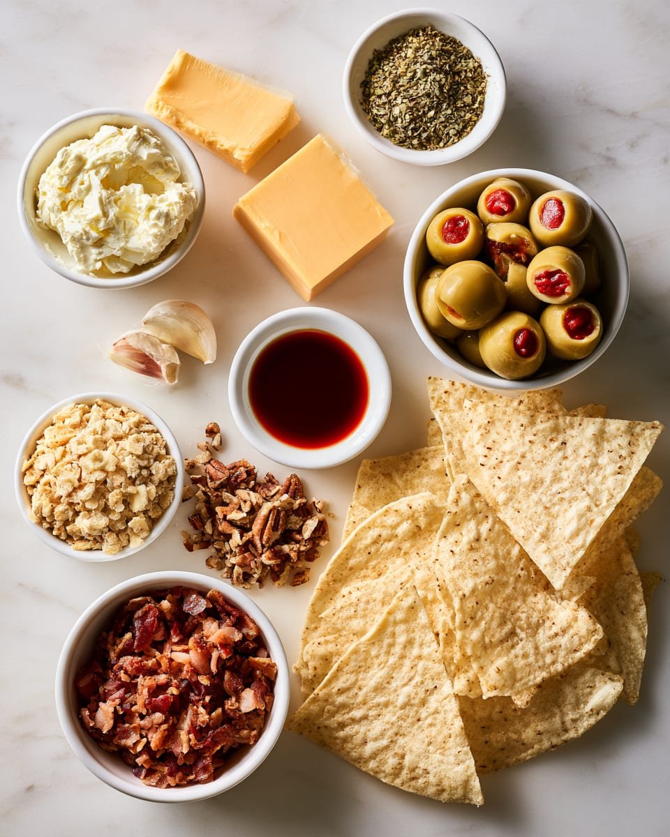 Ingredients for Spooky Halloween Eyeball Cheese Ball | Easy Party Appetizer