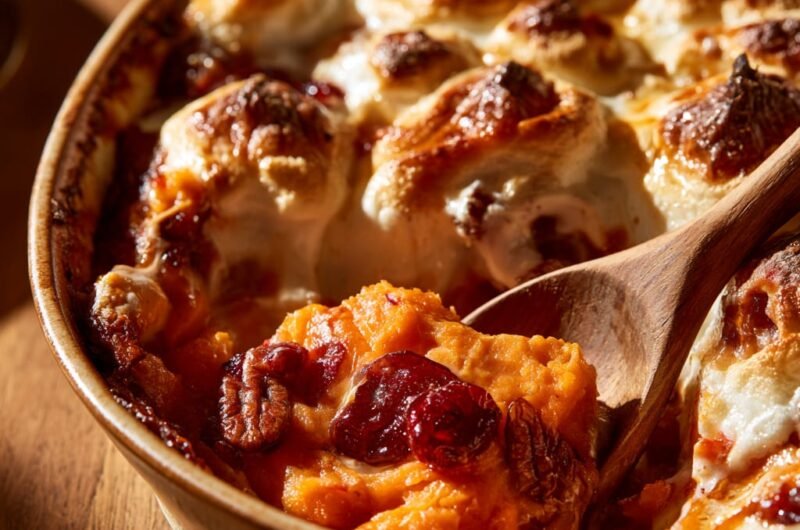 Sweet Potato Casserole with Toasted Marshmallow Topping