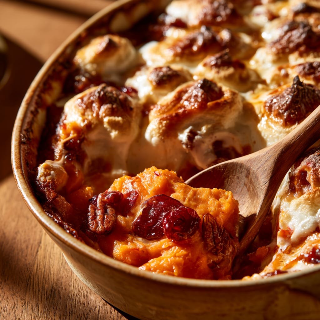 Sweet Potato Casserole with Toasted Marshmallow Topping