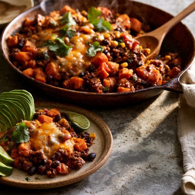 Sweet Potato Skillet with Southwest Ground Beef and Peppers
