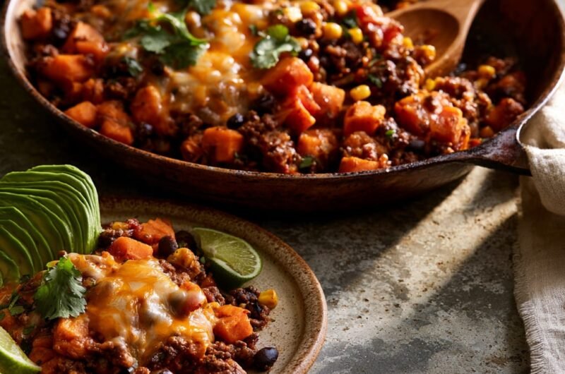 Sweet Potato Skillet with Southwest Ground Beef and Peppers